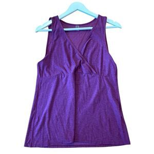 Beyond the Bump Beyond yoga purple faux wrap maternity top large